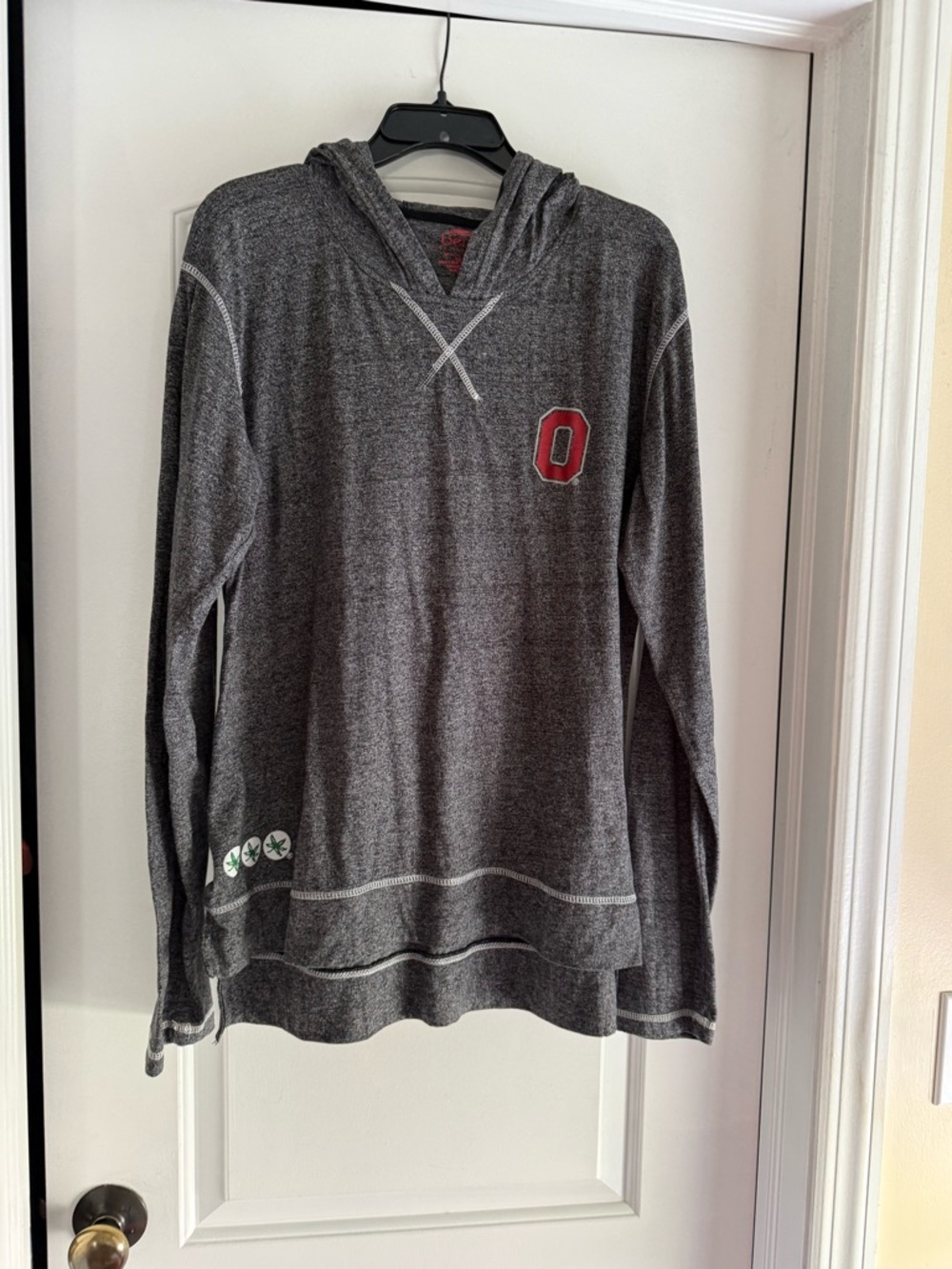 Gray Hooded Long-Sleeve Shirt with Ohio State Block “O”